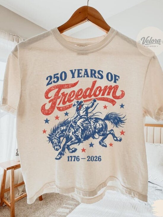Tops - Retro 250 Years of Freedom Cowboy Horse Unisex Tee